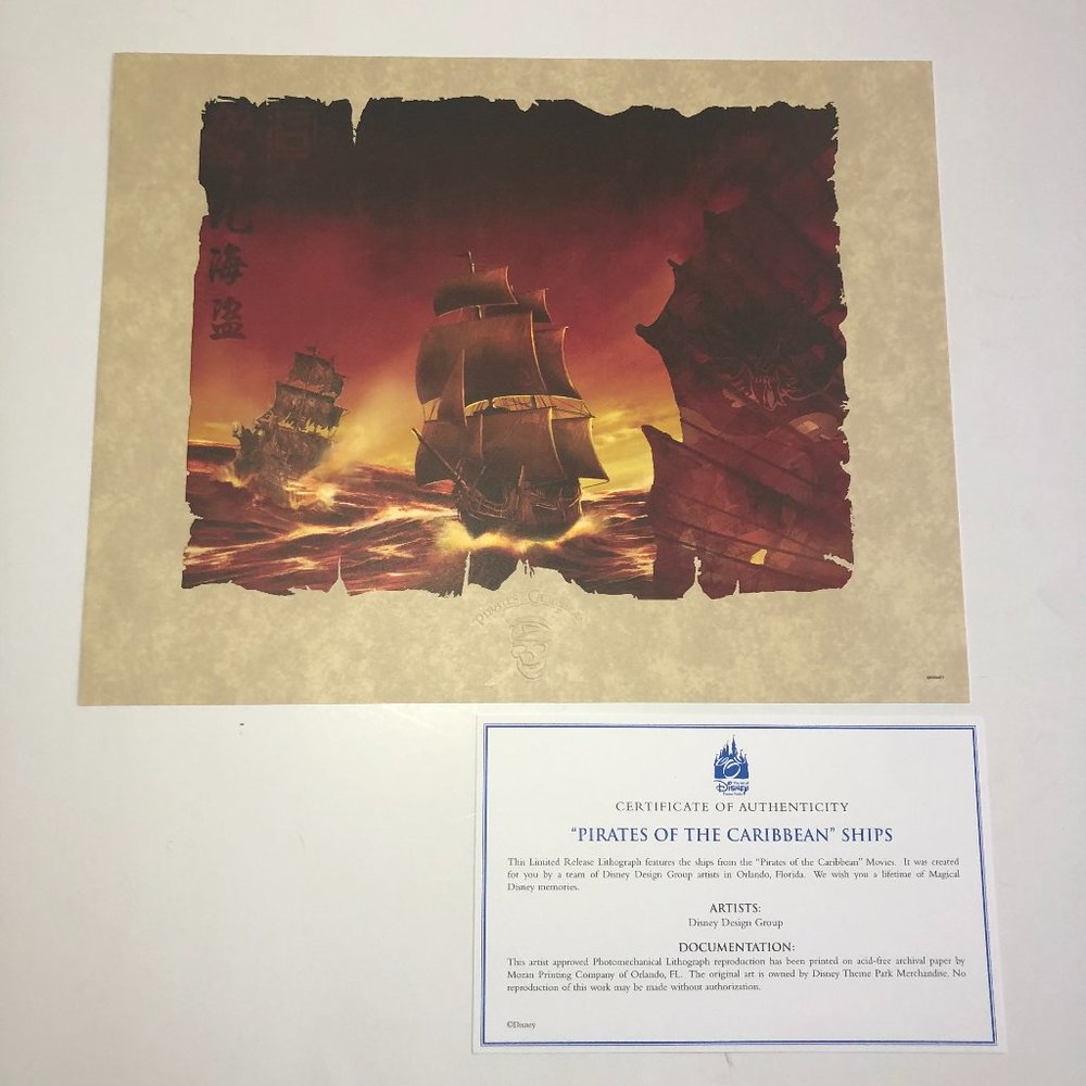 Disney "Pirates of the Caribbean" Ships Lithograph
